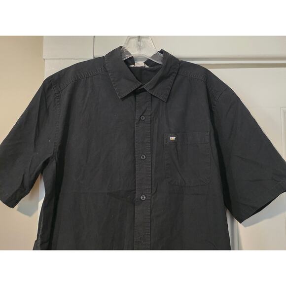 Caterpillar CAT Men’s Black Core Poplin Short Sleeve Button Down Shirt Size L - Picture 3 of 9